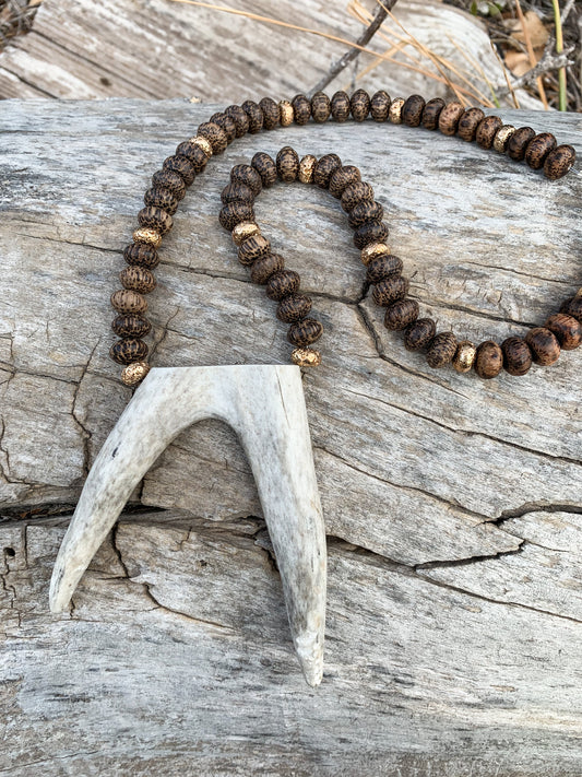 Golden Wood Antler Necklace