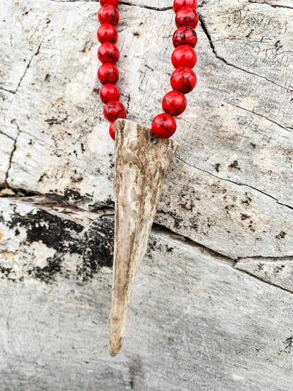 Red Zebra Antler Necklace