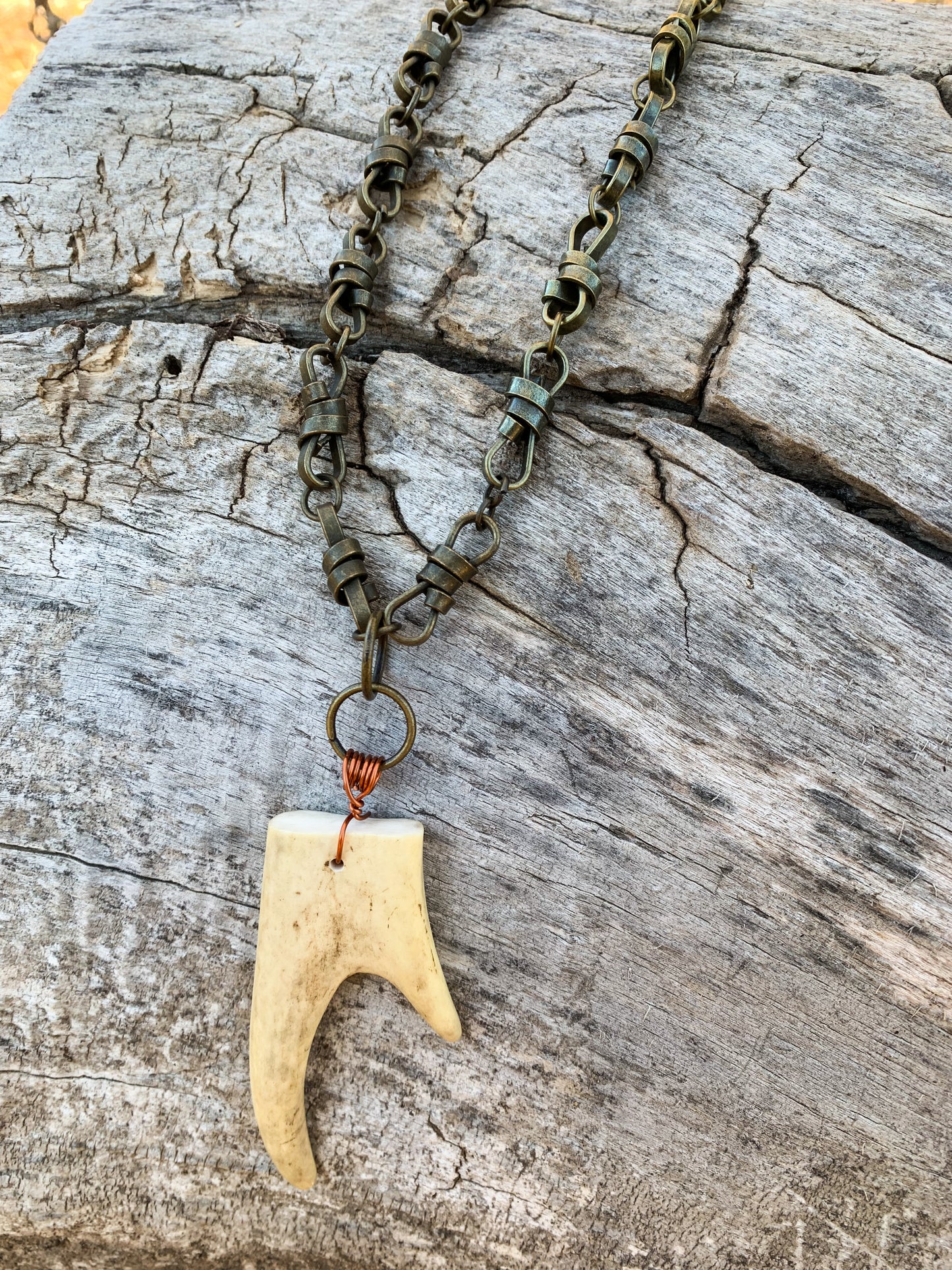 Wrapped Brass Antler Necklace