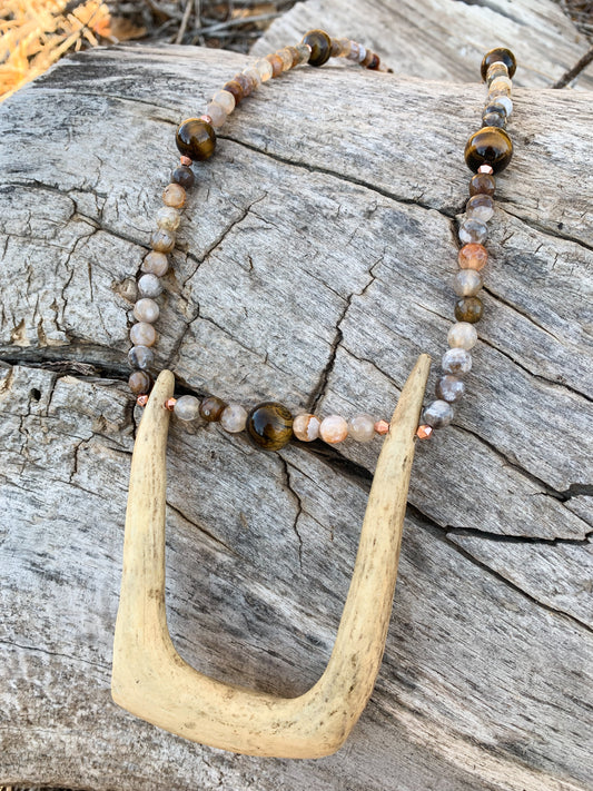 Caramel Swirl Antler Necklace