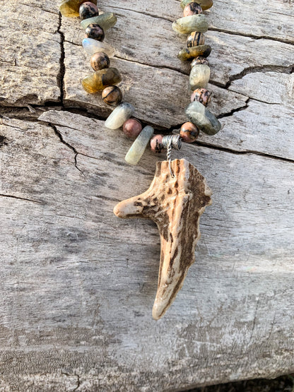 Pink Rock Antler Necklace