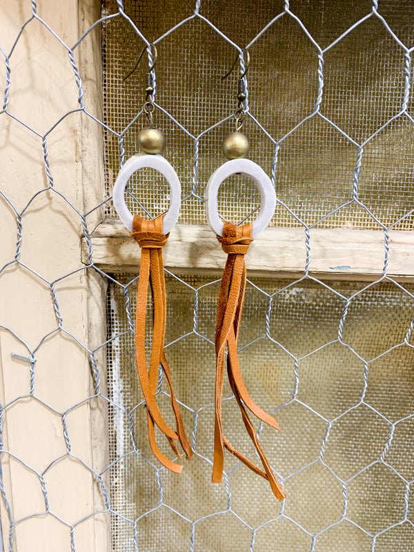 Cognac Fringe Antler Earrings