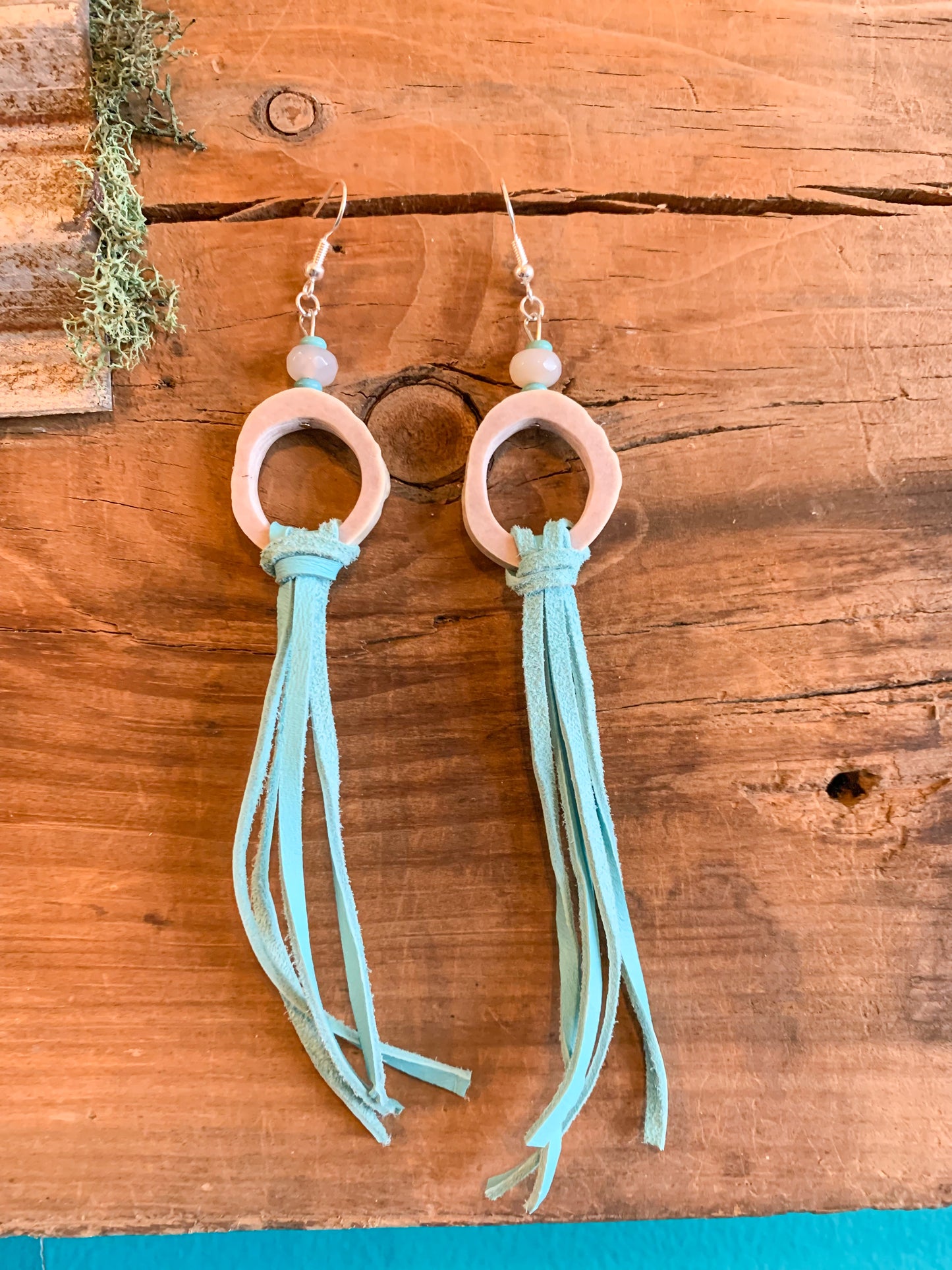 Baby Blues Fringe Antler Earrings