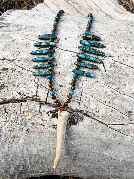 Amber Wilderness Antler Necklace