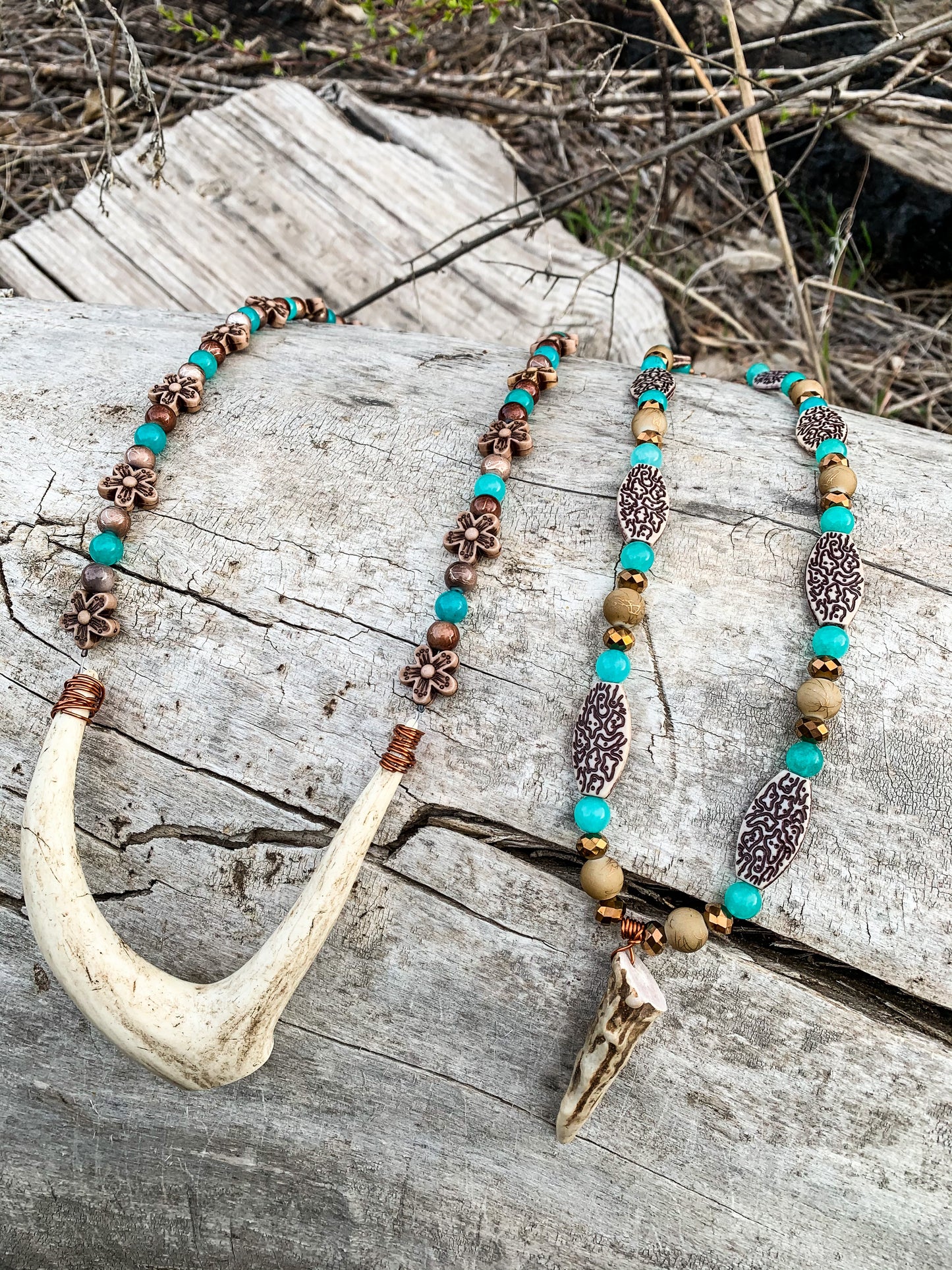 Turquoise Gardens Antler Necklace