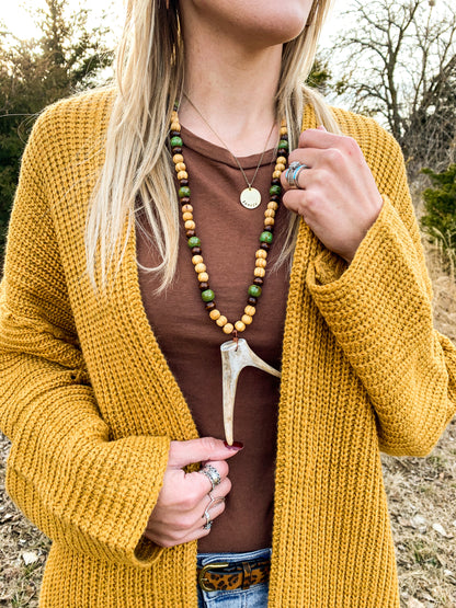 Green Oak Antler Necklace