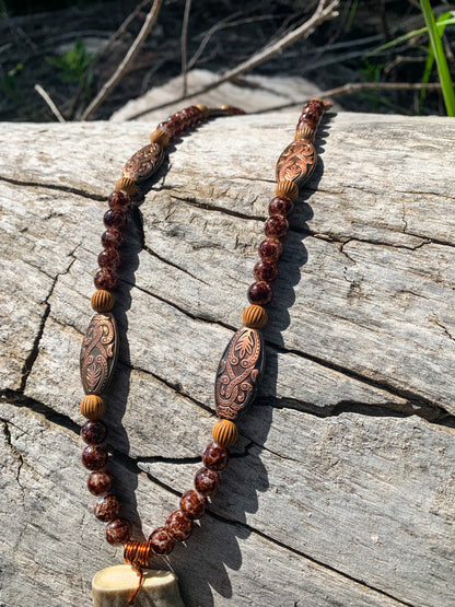 Tooled Slab Antler Necklace