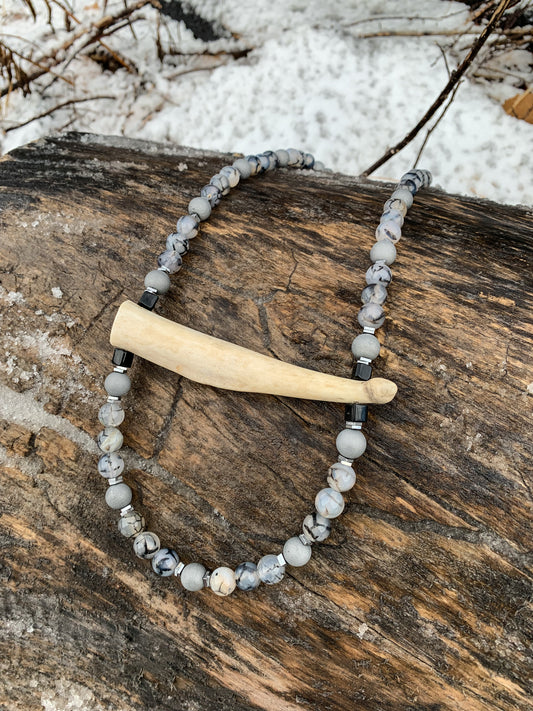 Gray Skies Antler Necklace