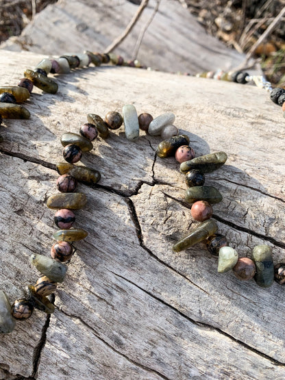 Pink Rock Antler Necklace