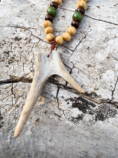 Green Oak Antler Necklace