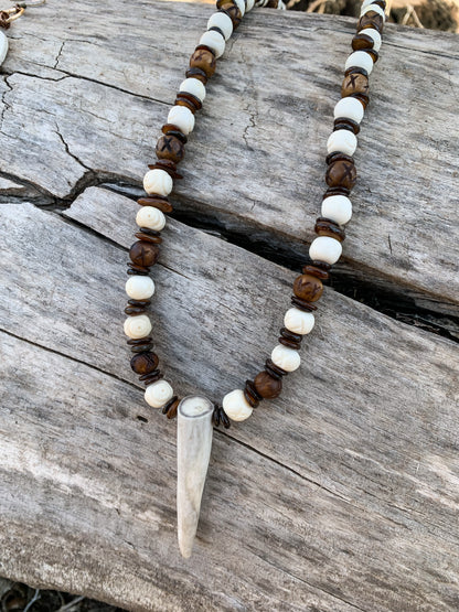 Wooden X Antler Necklace