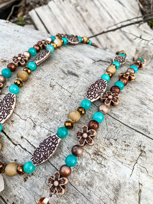 Turquoise Gardens Antler Necklace