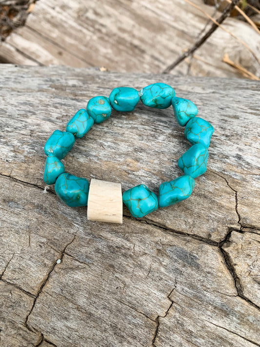 Turquoise Rock Antler Bracelet
